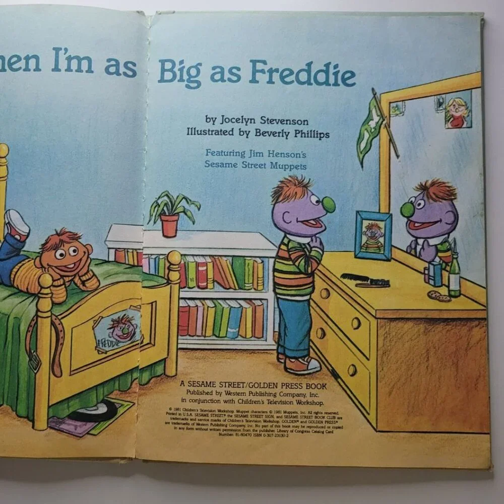 Sesame Street When I'm As Big As Freddie Book‎ Vintage 1980s Muppets Jim Henson